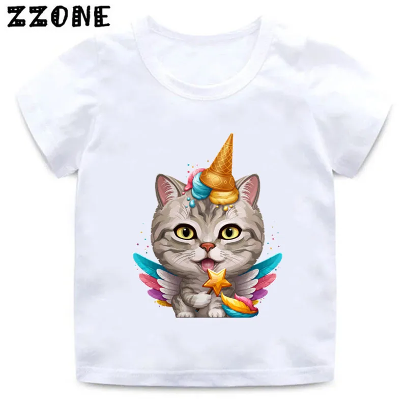 Cat Dog Panda Ice Cream Unicorn Print Funny Kids T-Shirt Pug Corgi Bulldog Baby Boys T shirt Children Tops Girls Clothes,HKP5438