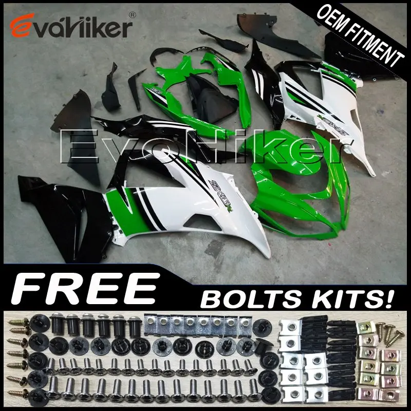 

motorcycle panels for ZX6R 2013 2014 2015 green white black ZX 6R 13 14 15 ABS plastic motor Fairings kit Injection mold