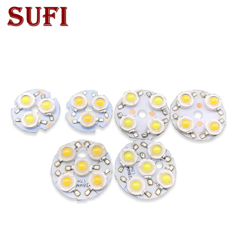 10pcs 3W 4W 5W LED Aluminum Plate With Lamp Beads 23mm 28mm Round PCB Light Source Plate Flashlight Light Board