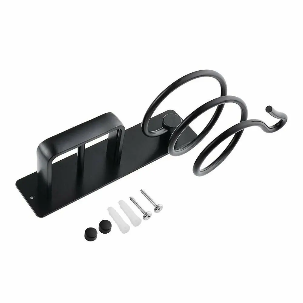 Wall Mounted Bathroom Black Hair Dryer Holder Space Aluminum Hair Straightener Holder Storage Bathroom Shelf Accessories