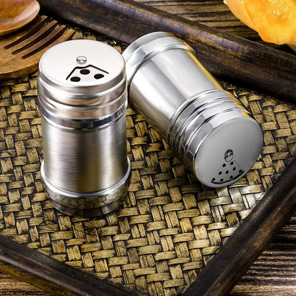 2Pcs Pepper Shakers Mirror Polishing Rust-proof Stainless Steel Seasoning Spice Dispenser Shaker Home Camp Cooking Supplies