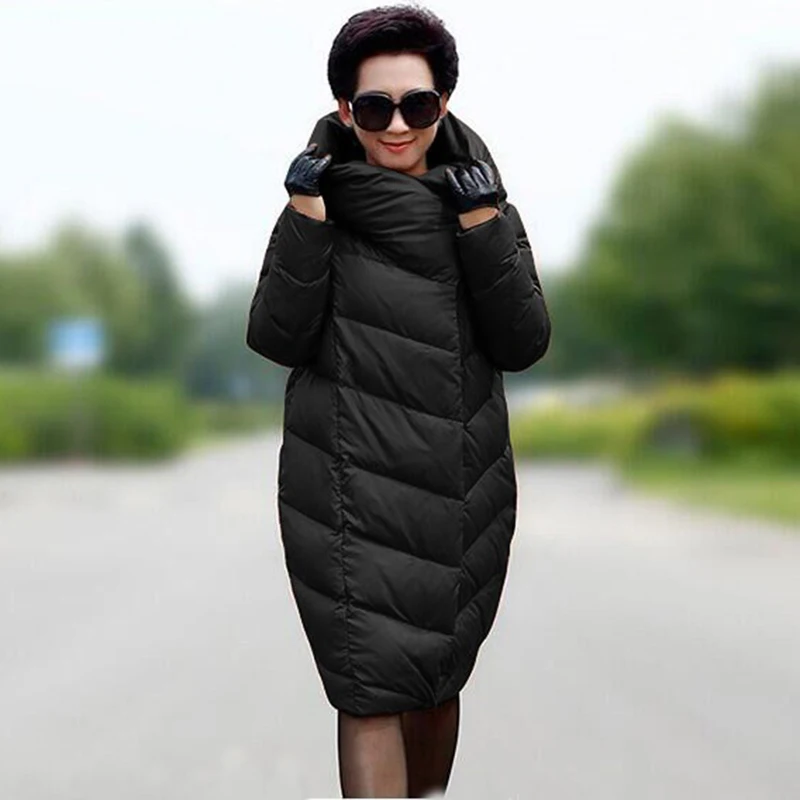 Women\'s cocoon down jacket winter long thickening large size 10XL fashion high-quality brand down coat black red navy blue