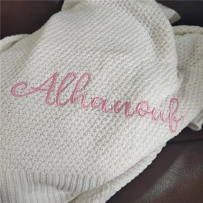 Name Personalisierte Baby Decke Neugeborenen Swaddle Wrap Decke Baumwolle Häkeln Kleinkind Baby Bettwäsche Krippe Bett Kinderwagen Decke