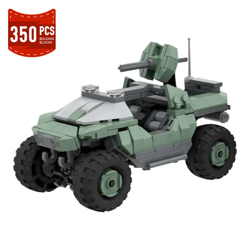 Moc Technical Haloed Warthoged Military Truck Off-road Vehicle Wars Game Building Block Weapon Assaul Truck Model Toys Gifts