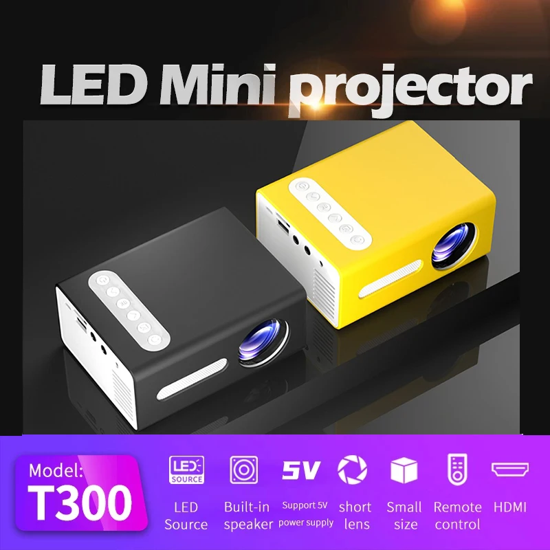 T300 LED Mini Projector 320x240 Pixels Support 1080P HDMI USB Portable Proyector Home Media Player Mini Projector