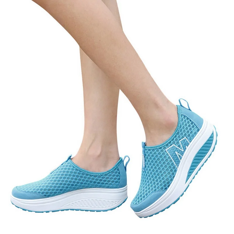 women Casual Sneakers shoes Sport Fashion Height Increasing Woman 2020 Breathable Air Mesh Swing Wedges Sneakers Women Shoes