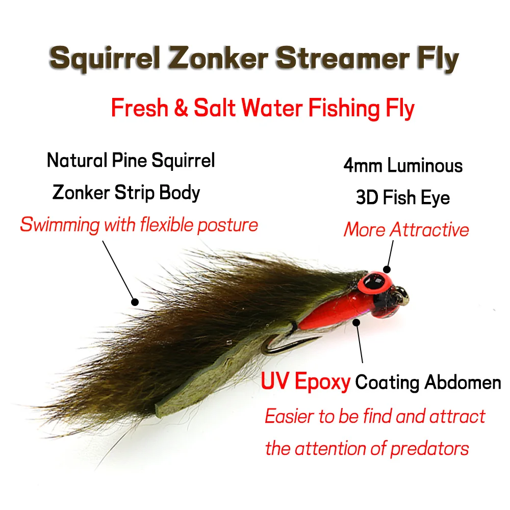 Oliver Zonker Streamer Senuelo Red Brown para lubina y trucha - imagen 3