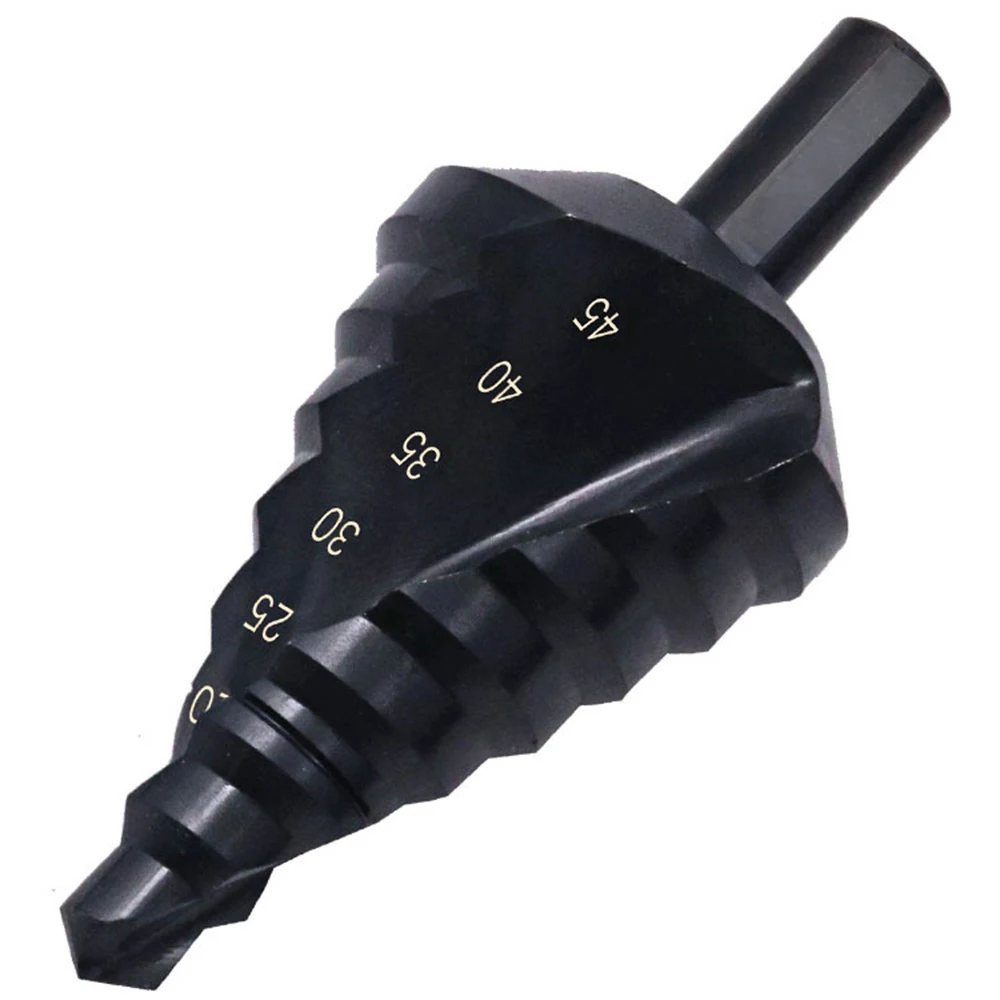 

10-45mm Step Drill Bit HSS Cobalt Step Stepped Nitrogen Spiral Step Cone Metal Cutter Metal Cone Triangle Shank Hole Drill Tools