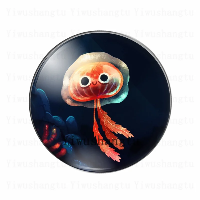 Cute octopus cartoon marine animal 12mm/20mm/25mm/30mm round photo glass demonstration flat cabochon back making discoveries