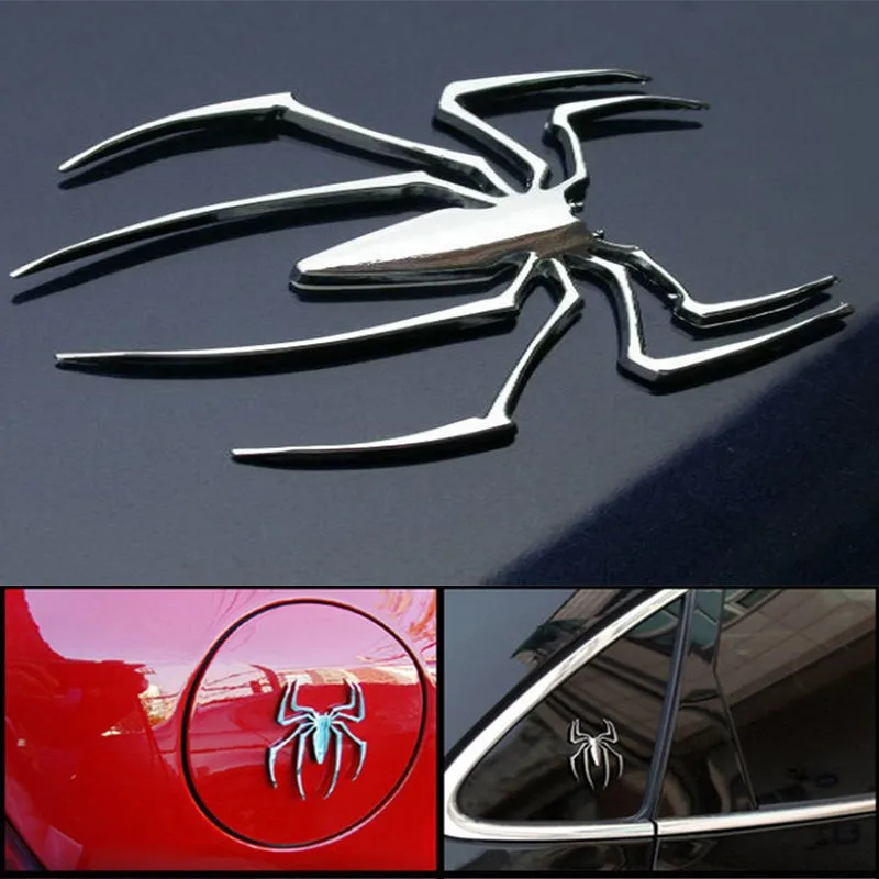 3D personality car decoration sticker universal metal spider shape symbol chrome car truck motor decal sticker