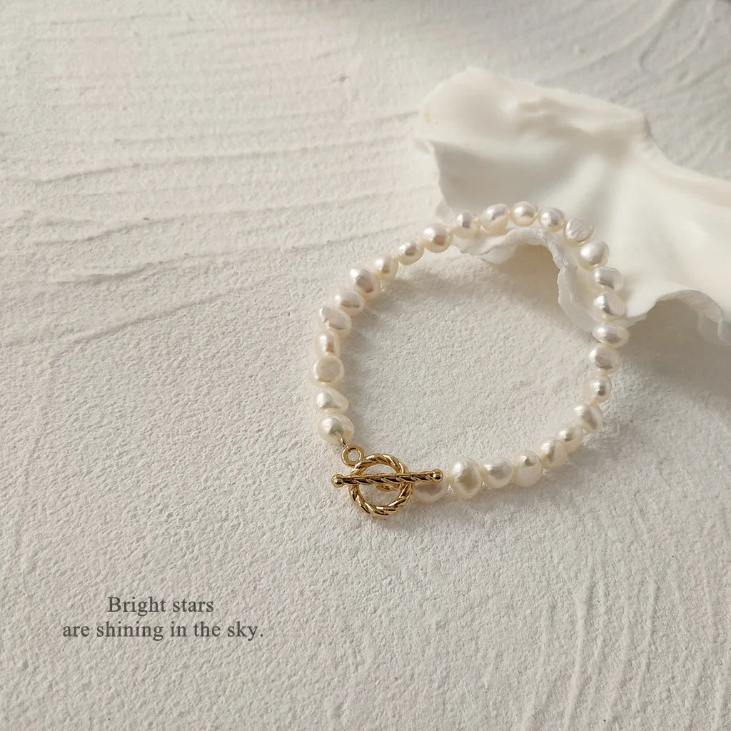 Natural Baroque Freshwater Pearl 14K Gold Filled Elegant Ladies Bracelet Promotion Jewelry For Women Christmas Gift Cheap