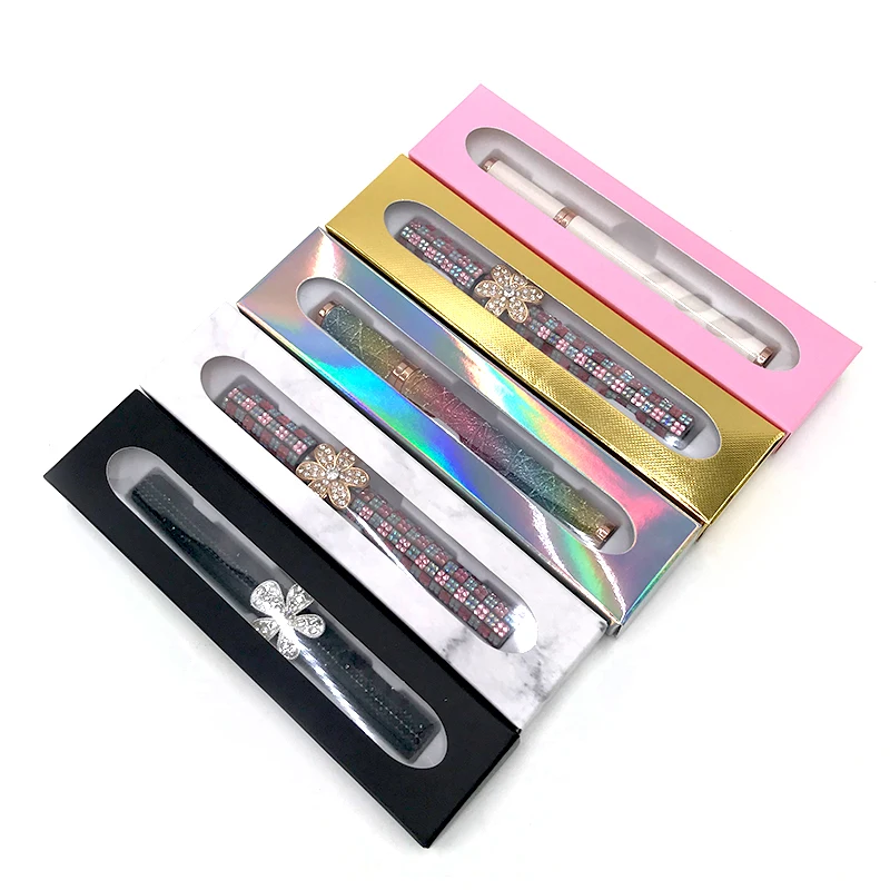 Paper Box For Diamond lip Eyeliner Glue Pen Empty Holographic Marble Adhesive Eye Liner Boxes with White Tray