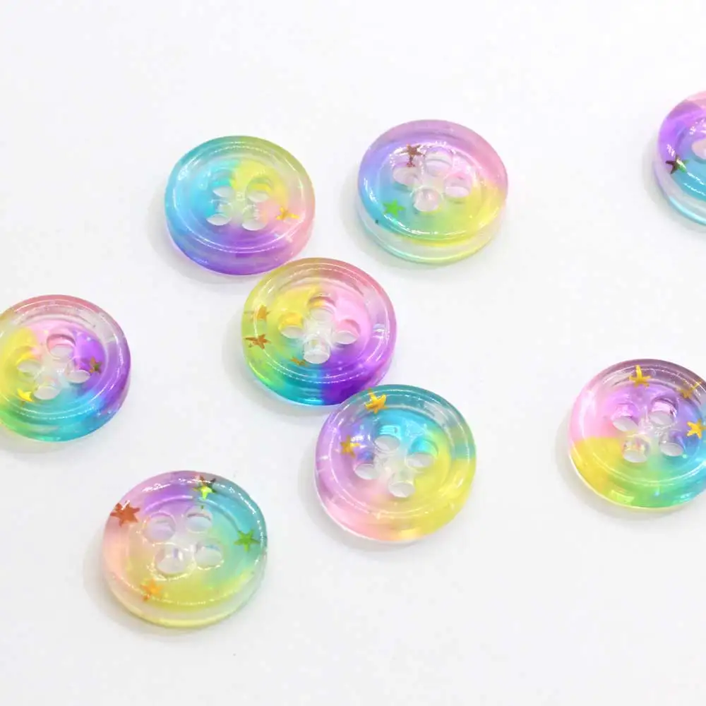 50/100pcs 15mm Mixed Colors Flat Round Coin Glitter Botton Colorful Edge Shirt Buttons for Clothing Children Diy Craft Sewing Su