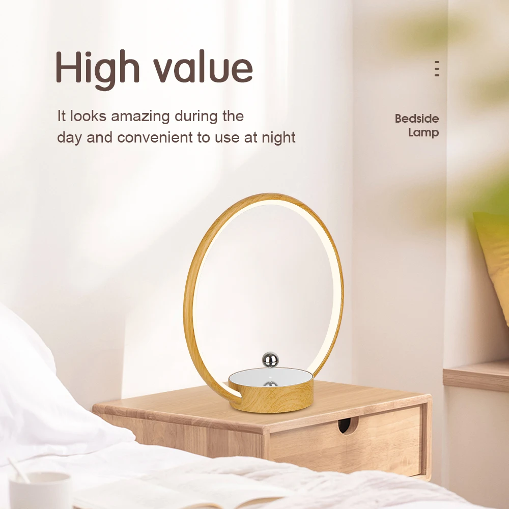 HCNT Magnetic Levitating Lamp Floating Levitation Circle Light Color Changing Bedroom Decor Home Decoration LED Moon Table Lamps