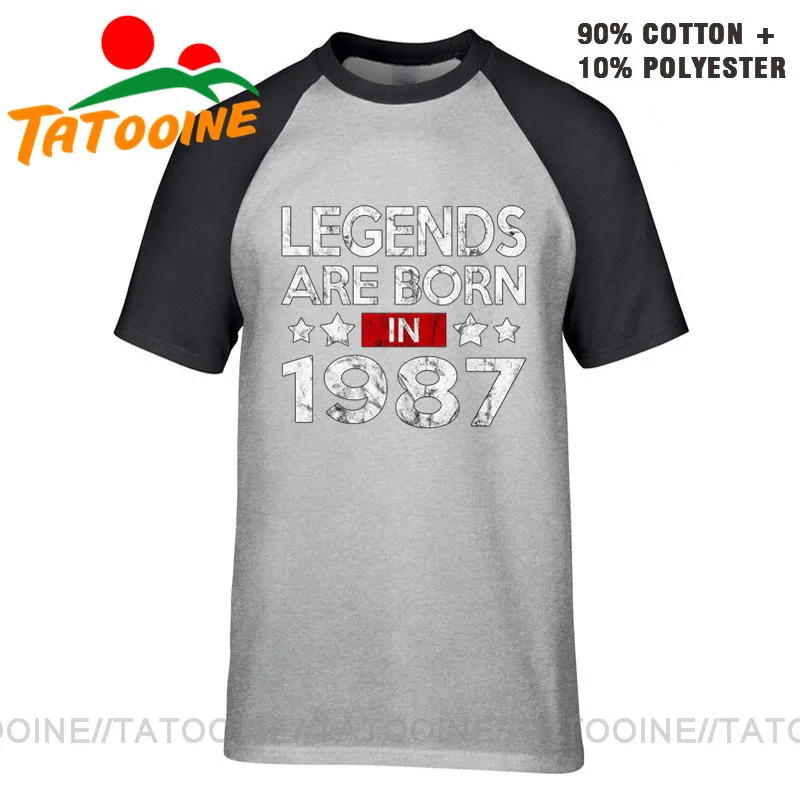 Tatooine Distressed Vintage Legends are born in 1987 T shirts men Retro Made in 1987 T-shirts 80s Birthday gift Fashion Clothing