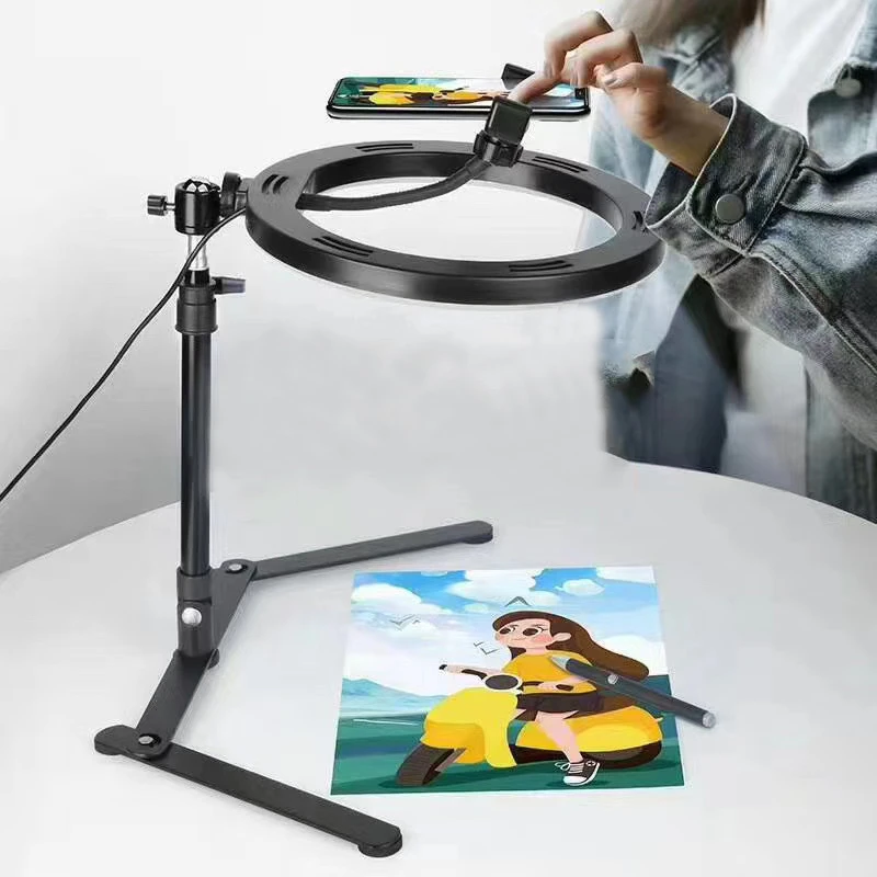 26CM Photography Lighting Vlog Youtube Fill Ring Light Lamp Live COOK Phone Ringlight Tripod Stand Photo Led Selfie Remote