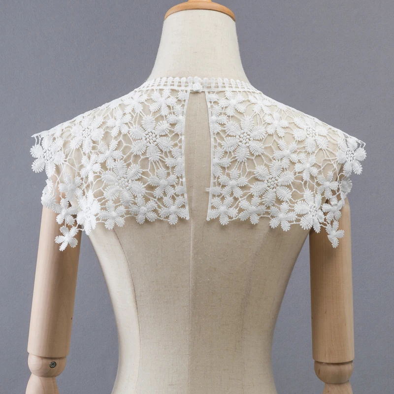 New Hand Crochet Product Fake Neckline Collar Hollow Tulle Lace Fabric Shawl Vest Shoulder Female Decorative Lace Fabric