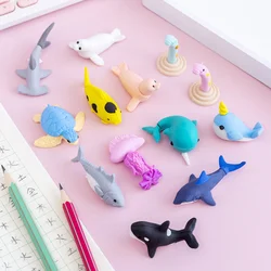 Cartoon Eraser Sea Lion Shark Marine Animal Combination Eraser Rubber Creative Accessories Stationery Office School Supplies