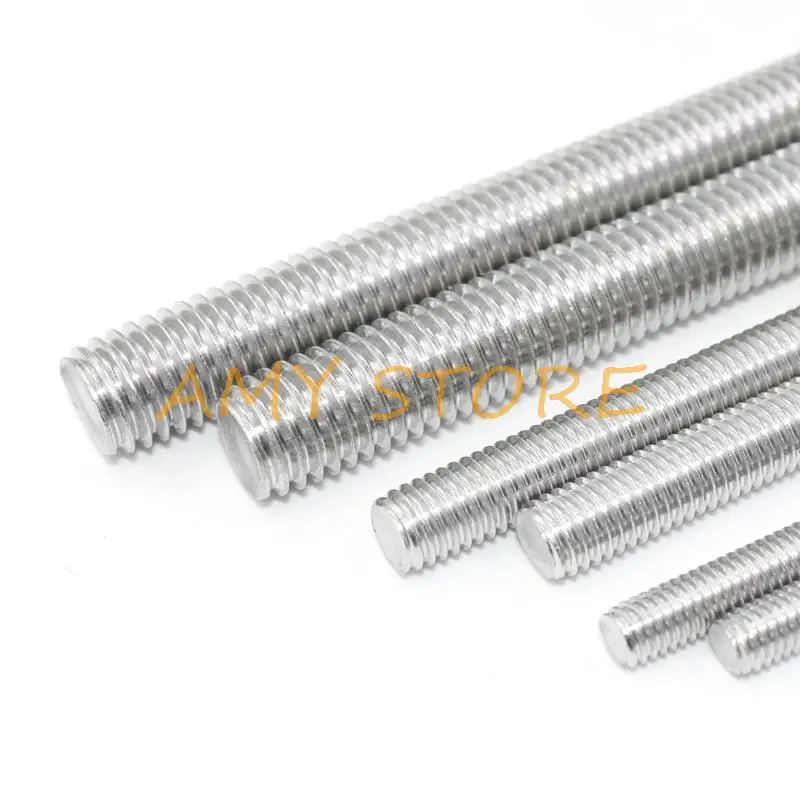 5pcs SS304 Stainless Steel Metric Fully Threaded Rods Bar Studs Screw Rod M2 M2.5 M3 M4 M5 M6/8/10/12/14/16/18/20/22/24/27/30/36