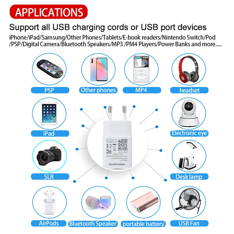 10PCS/lot 5V 3A USB Charger Fast Charging Power Adapter For Samsung S21 S20 S10 Note 20 10 Plus XIaomi 11 10 Ultra Fast Charger