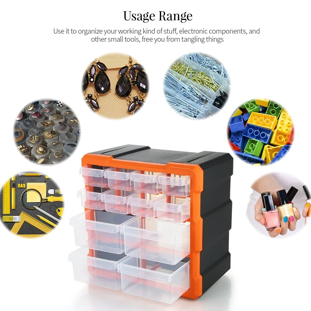 Drawer Plastic Parts Storage Box Multiple Compartments Slot Hardware Box Organizer Craft Cabinet Tools Components Container Acce