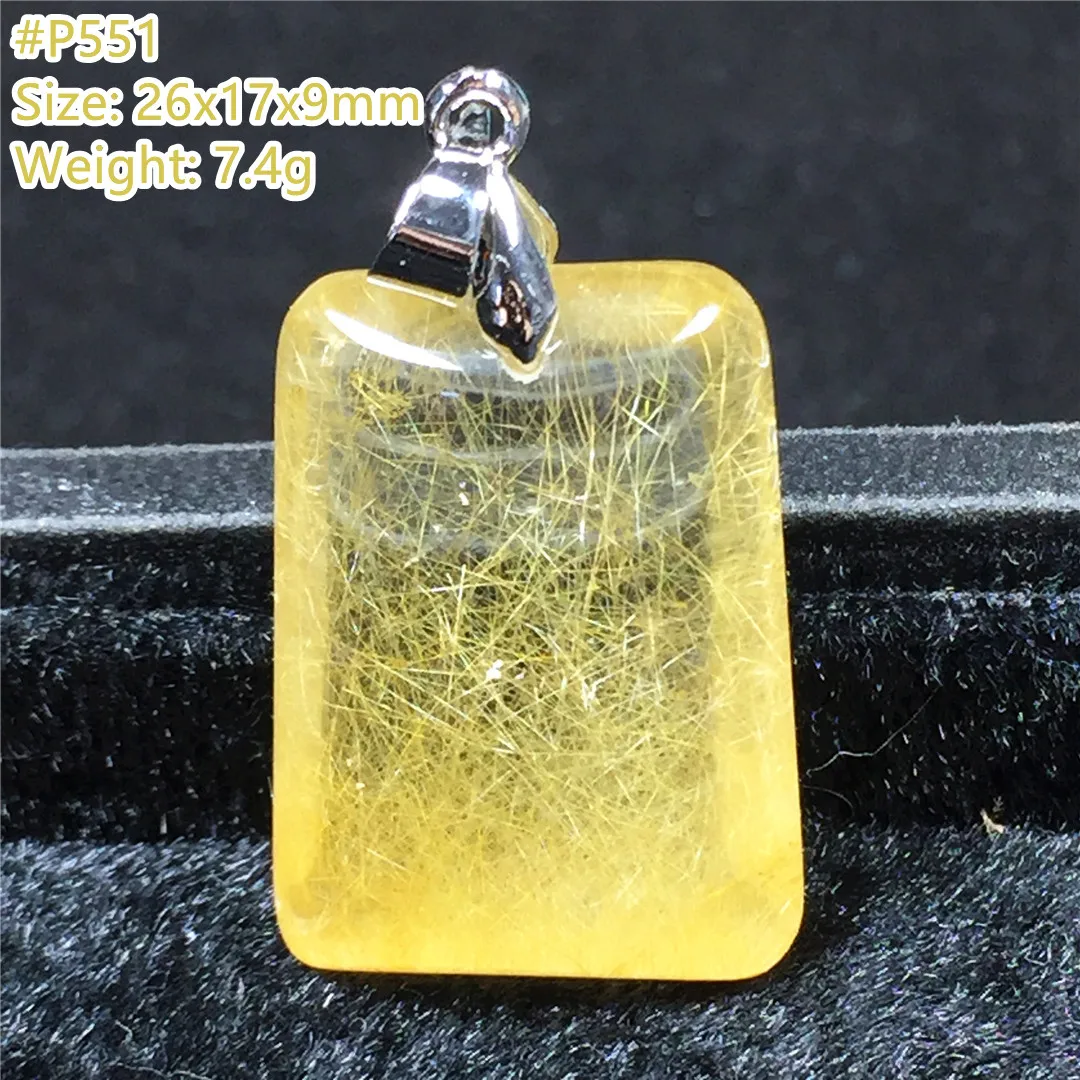 Top Natural Gold Rutilated Quartz Pendant For Women Man Crystal Beads Silver Love Luck Wealth Gift Stone Gemstone Jewelry AAAAA