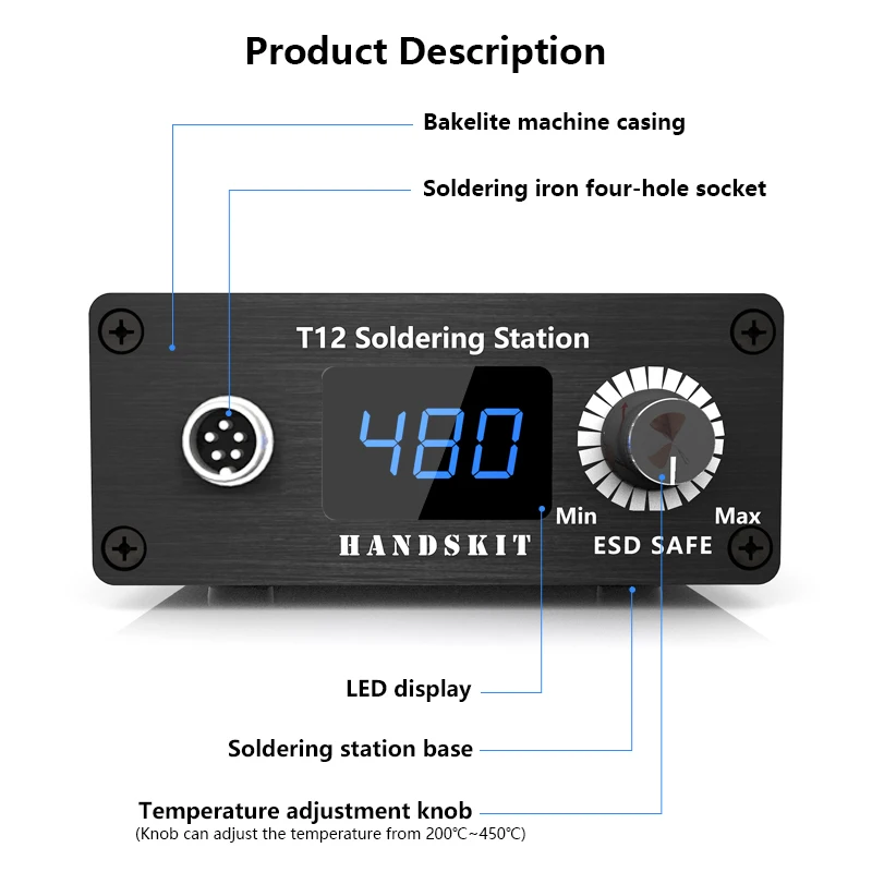 T12 Soldering Station LED Digital Temp Adjust Repair Soldering Iron Equipment Portable Home Electronics Repair Tool Set