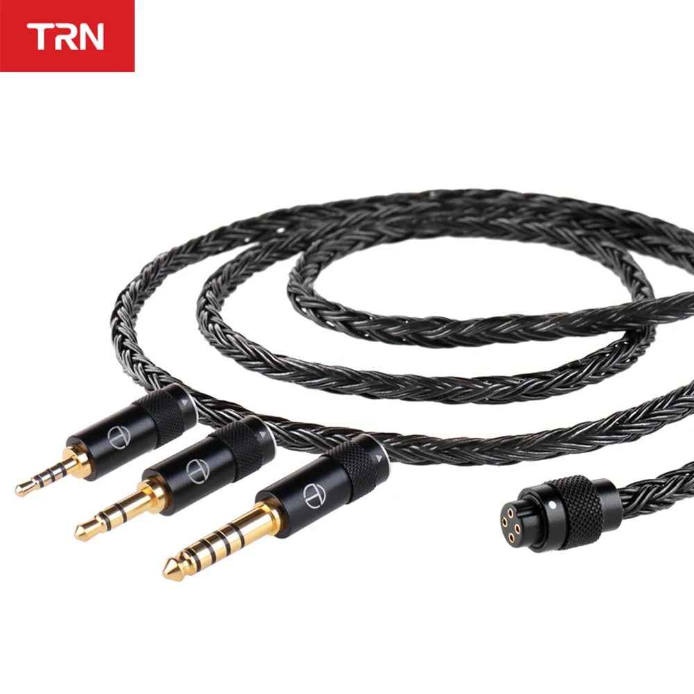 TRN T2 PRO Cable de actualización HIFI Chapado en plata de 16 núcleos 3,5/2,5/4,4mm enchufe MMCX/2 pines para auriculares TRN KZ CCA VX V90S ZSX ZAS MT1
