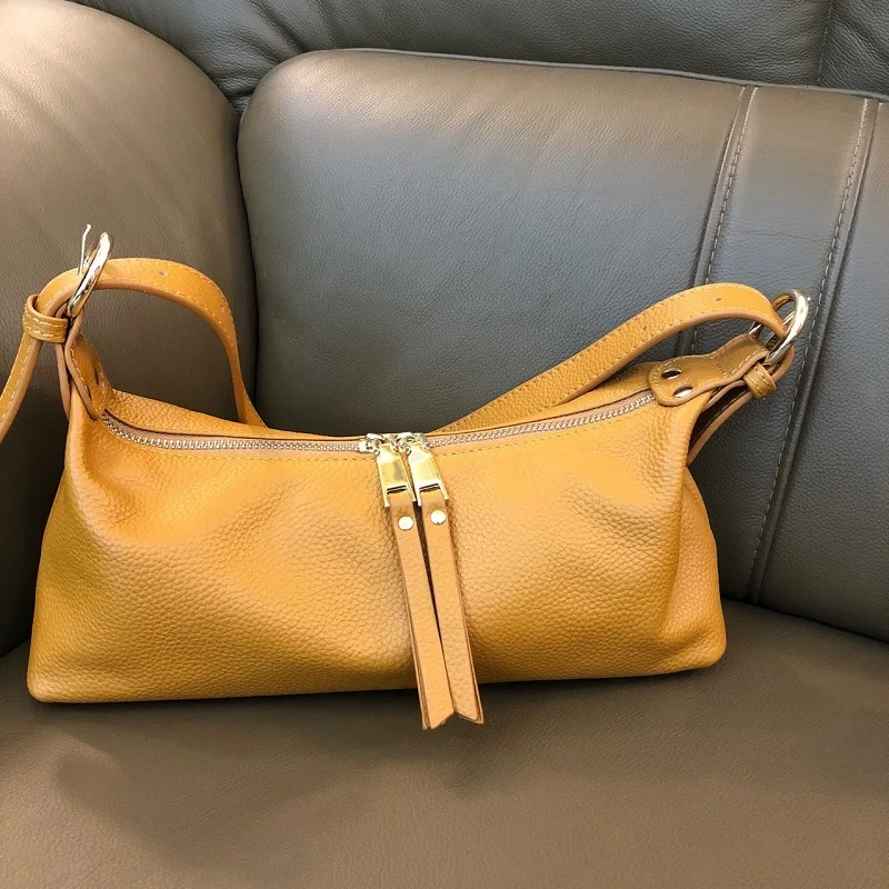 Casual Fashion Solid Women Shoulder Bags Fashion Soft Genuine Leather Bags Solid Popular Subaxillary Bag Female Bolsa Mujer 2022