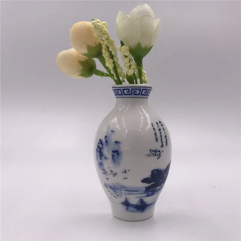 Ensemble d\'aimants de réfrigérateur de vase en porcelaine bleu et blanc chinois, artisanat en céramique peint, souvenir, cadeaux d\'affaires chinois