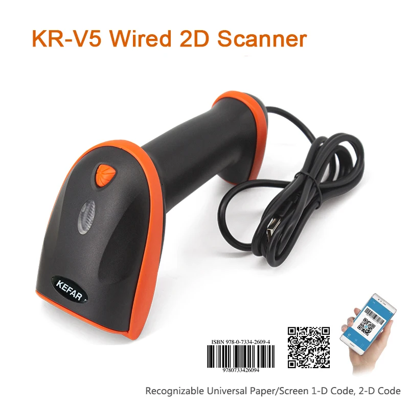 KEFAR V8 Bluetooth 2.4G Wireless 2D Barcode Scanner And Wired QR PDF417 Handheld Bar Code Reader USB Support Mobile iPad Payment