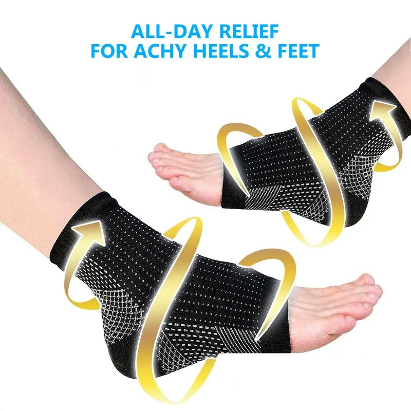 Unisex Ankle Heels Support Compression Foot Protect Angel Sleeve Heel Arch Support Pain Relief 2PCS Socks