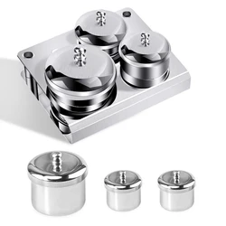 3Pcs Stainless Steel Nail Art Tray, Liquid Container Set with Cups and Lids, Manicure Sterilizer Tools