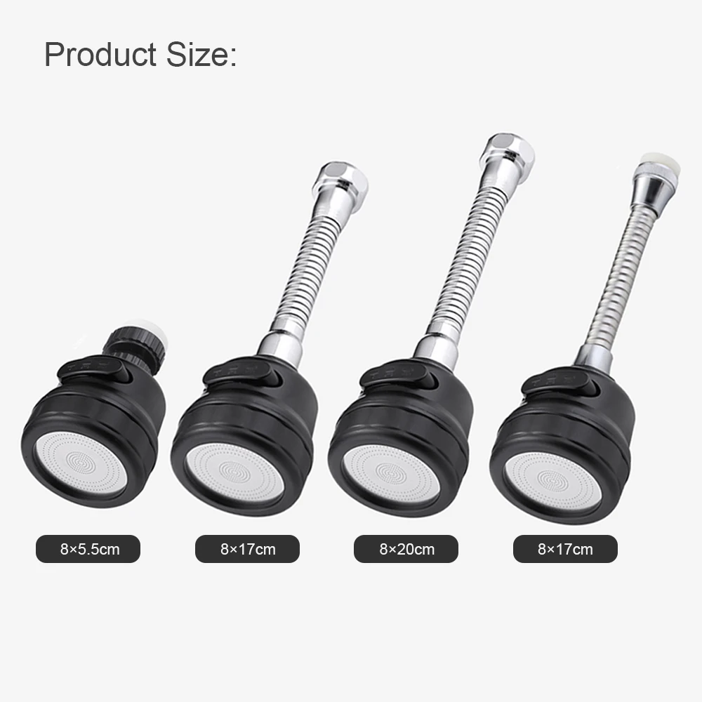 360°Rotatable Bubbler Aerator Kitchen Faucet Diffuser 3 Modes Water Saving Extended Hose Filter Shower Head Home Tap Connector