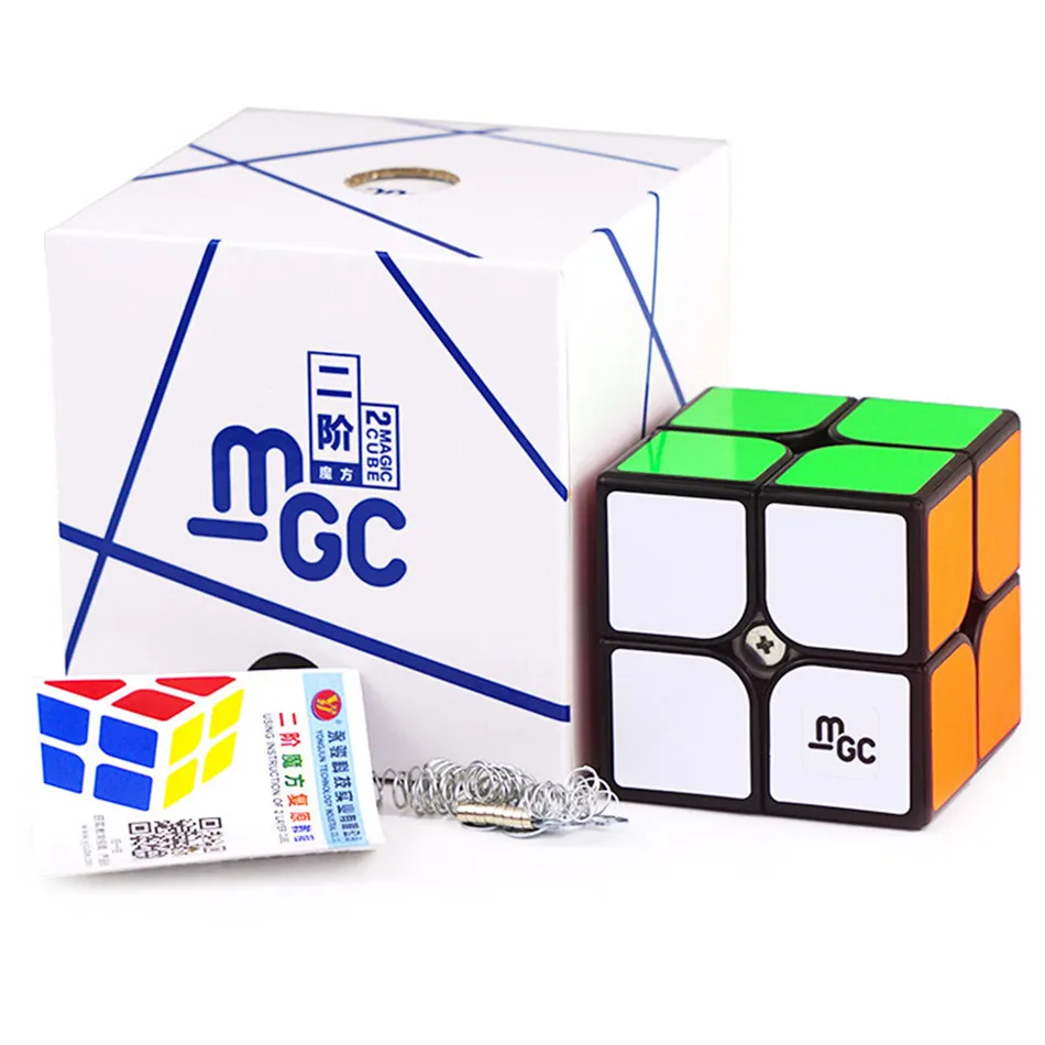 Mgc magnético 2x2 cubo mágico preto adesivo/sem adesivo yongjun mgc 2x2x2 cubo de velocidade para treinamento cerebral brinquedos para crianças