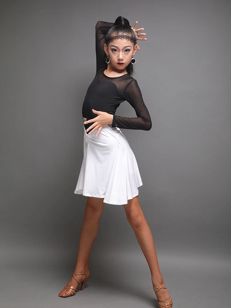 Robe de danse latine pour filles, vêtement de scène moderne, Rumba Cha Cha, costume de salle de bal, Salsa, Tango, pour enfants