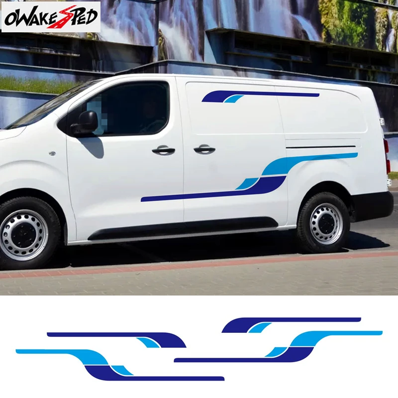 1set Motorhome Vinyl Decals Sport Stripes Camper Van Decor Stickers For Peugeot Expert 2016-2021 Car Body Exterior Accessories