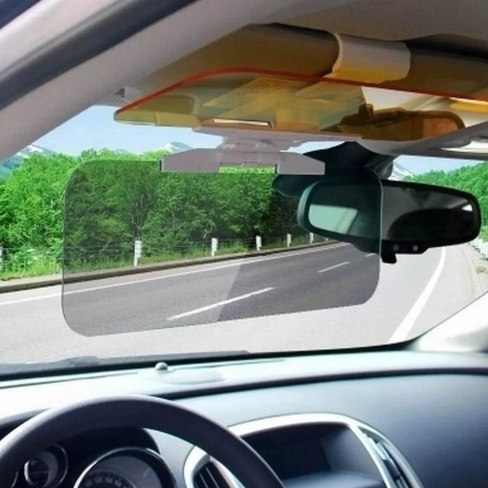 2 In 1 Car Sun Visor HD Anti Sunlight Dazzling Goggle Day Night Vision Driving Mirror UV Fold Flip Down For Clear View Visor