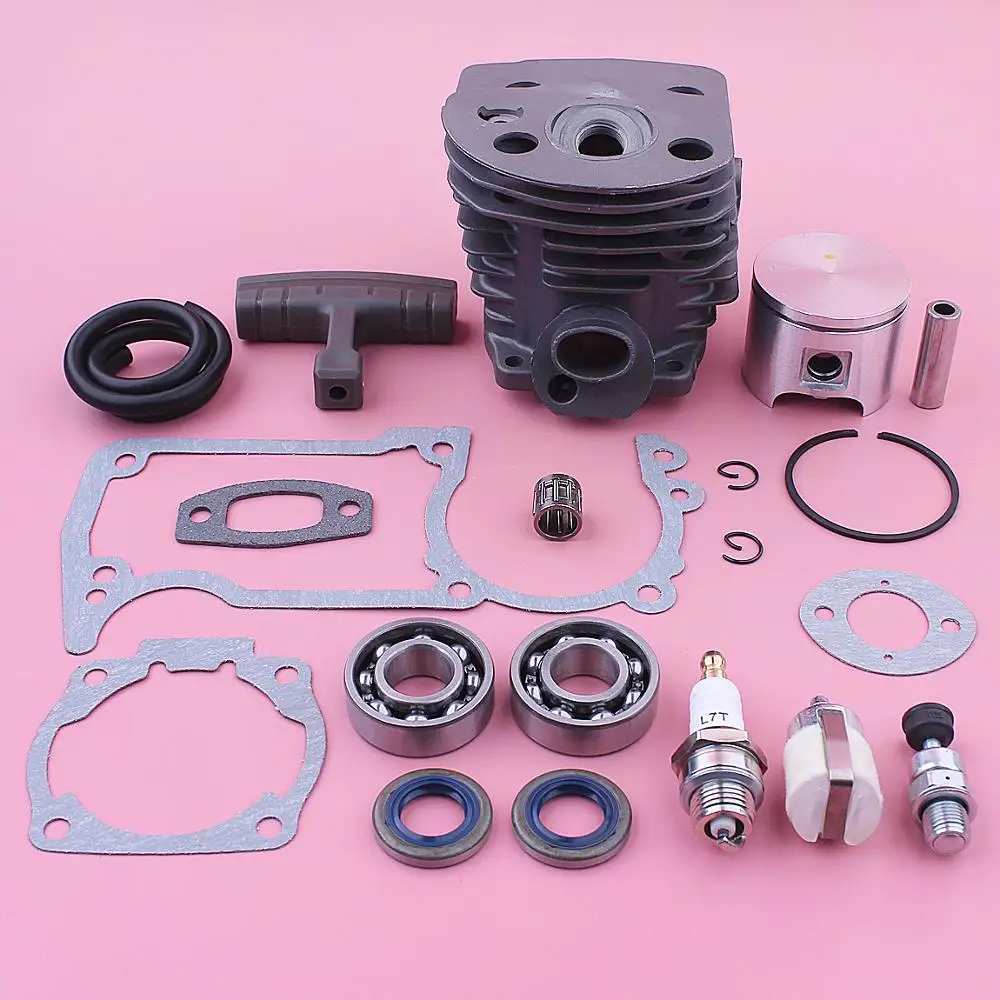 

46mm Cylinder Piston Kit For Husqvarna 55 51 Chainsaw 503609172 w Gasket Oil Seal Pin Bearing Fuel Line Starter Handle