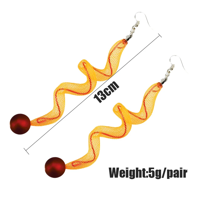 UKEBAY Mesh Jewelry Long Pearl Earrings Orange Earring For Women Gothic Drop Earrings Geometric Ear Accessories Birthday Gifts