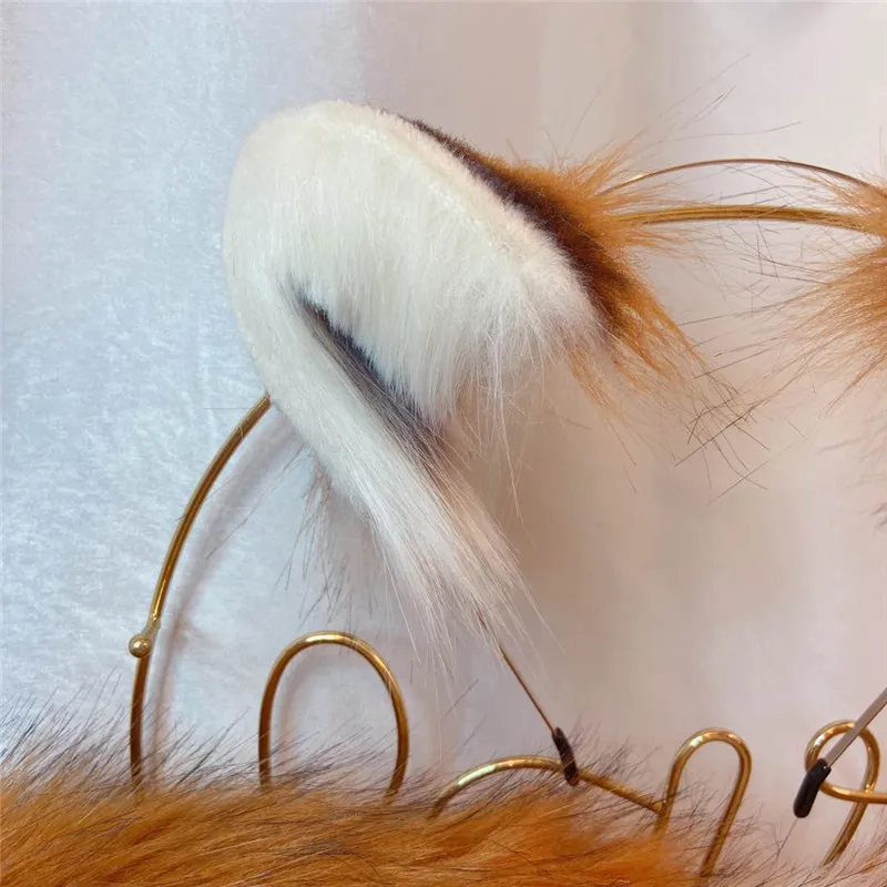 New Hand Made Work Girl Women Costume Accessories Panda Ears Tail Beast Hair Hoop Custom Made Hairpin Set