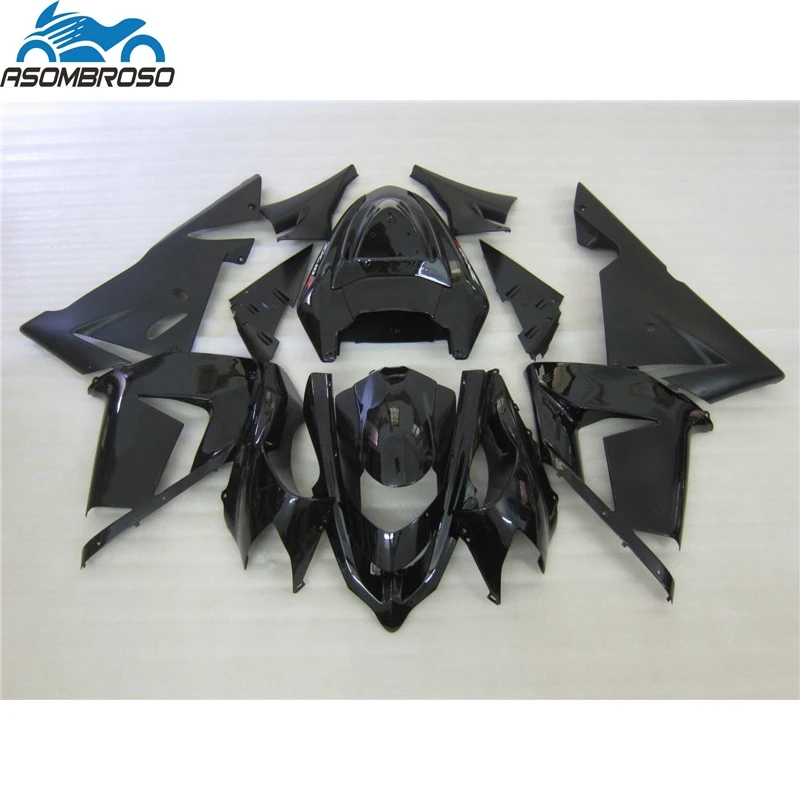

Glossy Black Plastic Racing Motorcycle Bodyparts for Kawasaki Ninja ZX10R fairing kit 2004-2005 fairing set zx10r 04 05 GU43