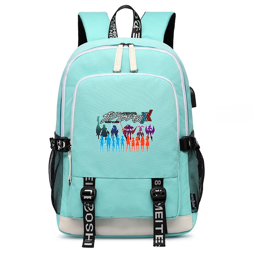 

DARLING in the FRANXX Anime USB Laptop Backpack ZERO TWO School Bags Teenage Boys Cartoon Bookbag Women Oxford Travel Bagpack