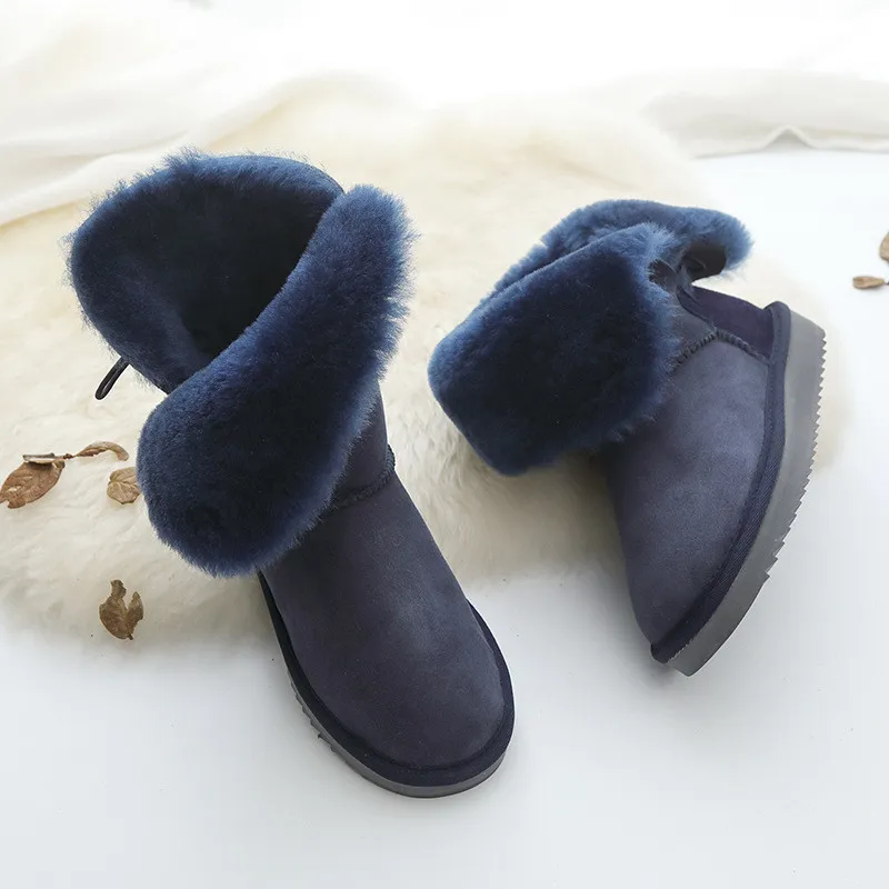 Top Genuine Sheepskin New Winter Woman Snow Boots Shoes Women 2023 Real Sheepskin Women\'s Women Boots Women Shoes Flats Shoes