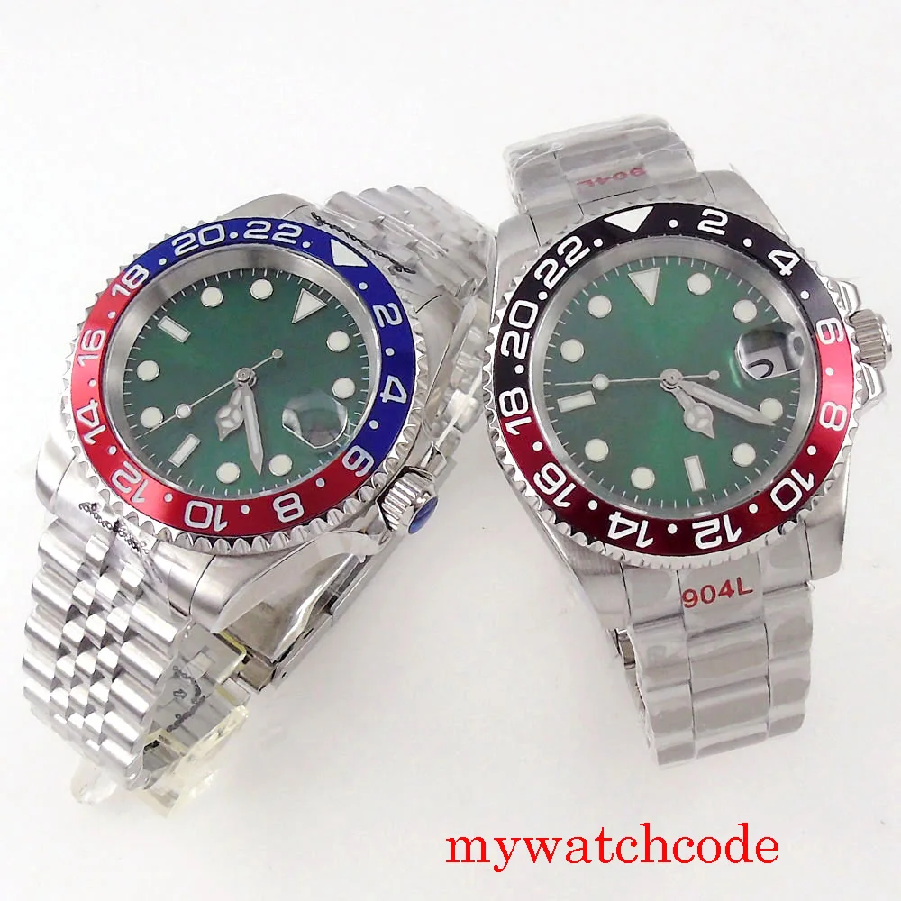 

40mm Green Dial Sterile Sapphire Glass NH35 MIYOTA 8215 PT5000 Automatic Men's Watch Steel Strap Unidirectional Bezel