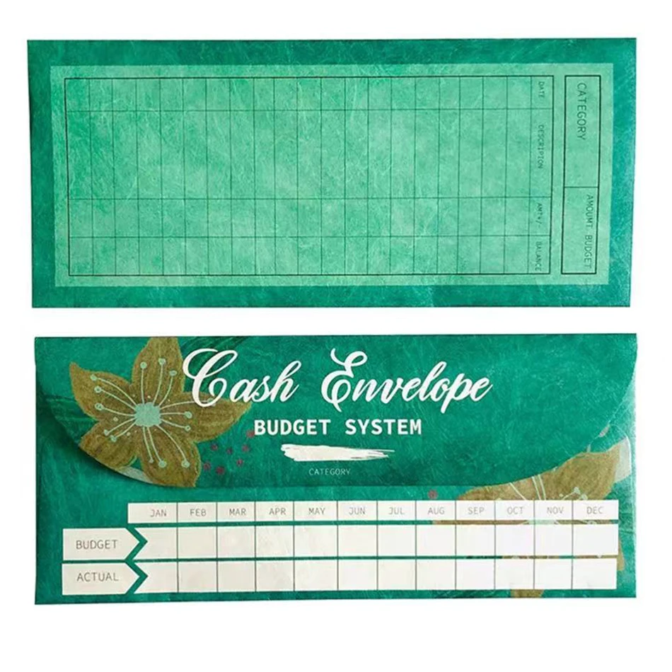 Cash Envelopes Budget System Tear & Waterproof with 12 Colors Envelopes for Money Saving,12 Expense Tracking Budget Sheets
