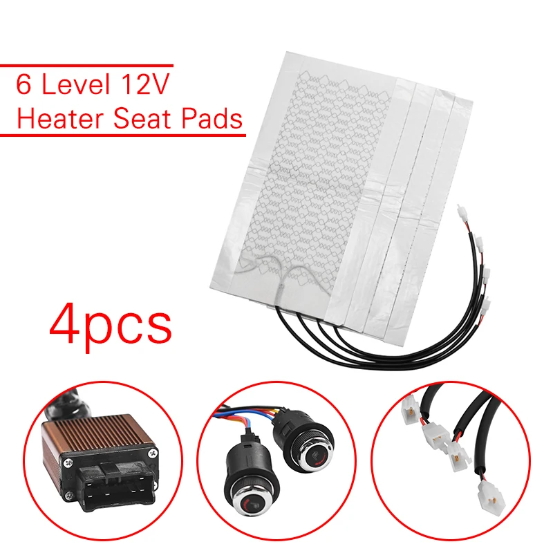 12V Universal Car Heated heating Heater Seat Pads 6 Level Round switch Carbon Fiber Winter Warmer Seat Covers KIt