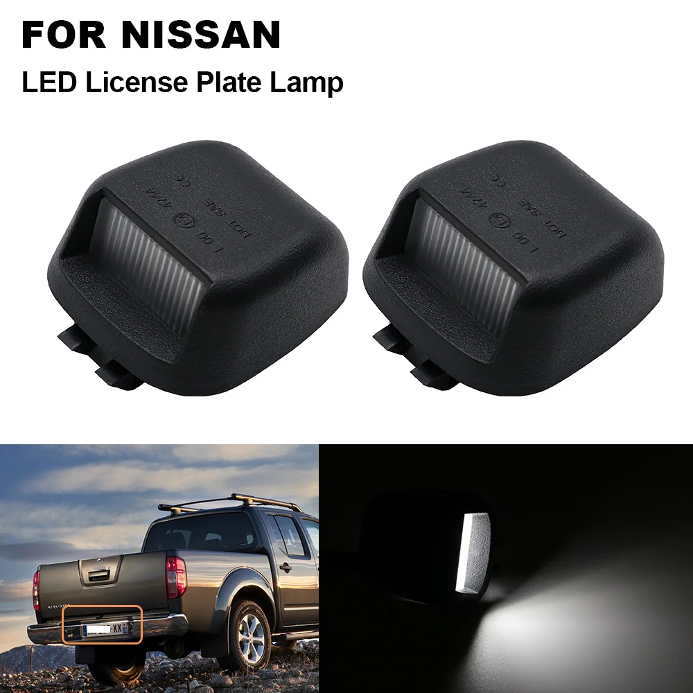 2PCS For Nissan Navara D40 2004-2021 12V LED License Number Plate Light Lamps LED White Light