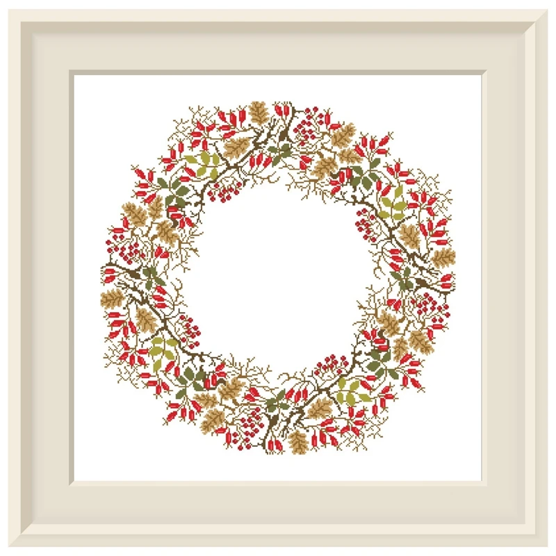 Harvest wreath cross embroidery kit fruit pattern design 18ct 14ct 11ct unprint canvas Cross-stitch DIY needlework