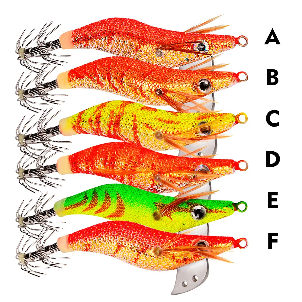 1Pcs 8g 13g 15g Squid Jig Egi Baits Luminous Octopus Wooden Shrimp Fishing Lure Artifical Squid Jig Cuttlefish Hook Bait